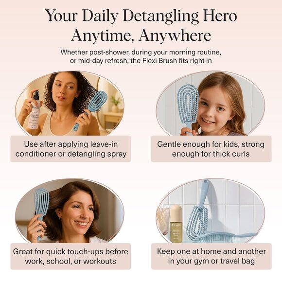 Kitsch Detangler Brush – Flexible Curly Hair Brush for Women, Haze Blue - Picture 6 of 9